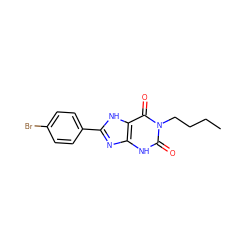 CCCCn1c(=O)[nH]c2nc(-c3ccc(Br)cc3)[nH]c2c1=O ZINC000013472990