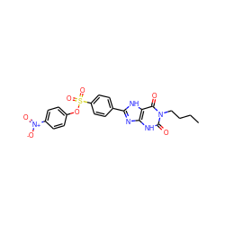 CCCCn1c(=O)[nH]c2nc(-c3ccc(S(=O)(=O)Oc4ccc([N+](=O)[O-])cc4)cc3)[nH]c2c1=O ZINC000013559501