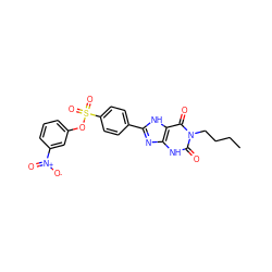 CCCCn1c(=O)[nH]c2nc(-c3ccc(S(=O)(=O)Oc4cccc([N+](=O)[O-])c4)cc3)[nH]c2c1=O ZINC000013559496