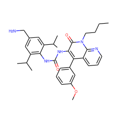 CCCCn1c(=O)c(NC(=O)Nc2c(C(C)C)cc(CN)cc2C(C)C)c(-c2cccc(OC)c2)c2cccnc21 ZINC000028564805