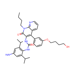 CCCCn1c(=O)c(NC(=O)Nc2c(C(C)C)cc(N)cc2C(C)C)c(-c2cccc(OCCCCO)c2)c2cccnc21 ZINC000028565555