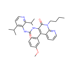 CCCCn1c(=O)c(NC(=O)Nc2c(C(C)C)ccnc2C(C)C)c(-c2cccc(OC)c2)c2cccnc21 ZINC000028567587