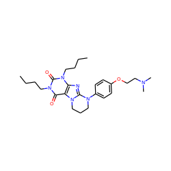 CCCCn1c(=O)c2c(nc3n2CCCN3c2ccc(OCCN(C)C)cc2)n(CCCC)c1=O ZINC000653835447