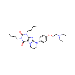 CCCCn1c(=O)c2c(nc3n2CCCN3c2ccc(OCCN(CC)CC)cc2)n(CCCC)c1=O ZINC000653835445