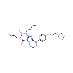 CCCCn1c(=O)c2c(nc3n2CCCN3c2ccc(OCCN3CCCC3)cc2)n(CCCC)c1=O ZINC000653835487