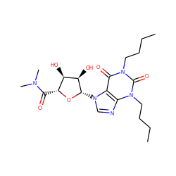 CCCCn1c(=O)c2c(ncn2[C@@H]2O[C@H](C(=O)N(C)C)[C@@H](O)[C@H]2O)n(CCCC)c1=O ZINC000012405736