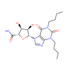 CCCCn1c(=O)c2c(ncn2[C@@H]2O[C@H](C(N)=O)[C@@H](O)[C@H]2O)n(CCCC)c1=O ZINC000012405732