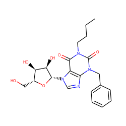 CCCCn1c(=O)c2c(ncn2[C@@H]2O[C@H](CO)[C@@H](O)[C@H]2O)n(Cc2ccccc2)c1=O ZINC000012405727