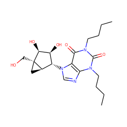 CCCCn1c(=O)c2c(ncn2[C@H]2[C@H](O)[C@H](O)[C@]3(CO)C[C@H]23)n(CCCC)c1=O ZINC000026388533