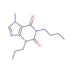 CCCCn1c(=O)c2c(ncn2C)n(CCC)c1=O ZINC000012405450