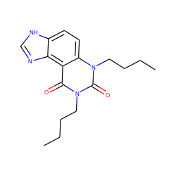 CCCCn1c(=O)c2c3nc[nH]c3ccc2n(CCCC)c1=O ZINC000026379184