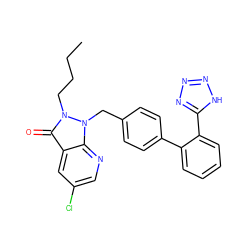 CCCCn1c(=O)c2cc(Cl)cnc2n1Cc1ccc(-c2ccccc2-c2nnn[nH]2)cc1 ZINC000029051107