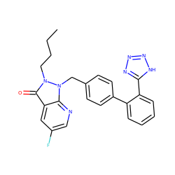 CCCCn1c(=O)c2cc(F)cnc2n1Cc1ccc(-c2ccccc2-c2nnn[nH]2)cc1 ZINC000029051187