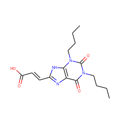 CCCCn1c(=O)c2nc(/C=C/C(=O)O)[nH]c2n(CCCC)c1=O ZINC000012405700