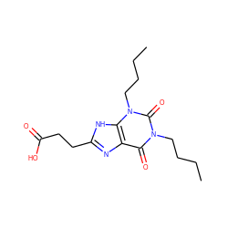 CCCCn1c(=O)c2nc(CCC(=O)O)[nH]c2n(CCCC)c1=O ZINC000012405703