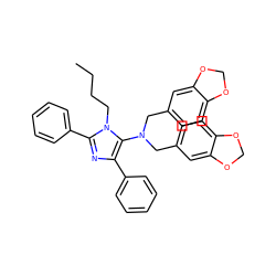 CCCCn1c(-c2ccccc2)nc(-c2ccccc2)c1N(Cc1ccc2c(c1)OCO2)Cc1ccc2c(c1)OCO2 ZINC000149593587