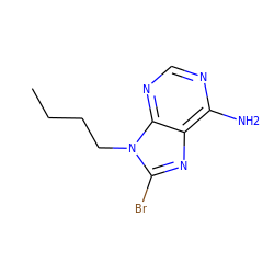 CCCCn1c(Br)nc2c(N)ncnc21 ZINC000021993689