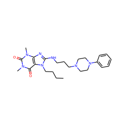 CCCCn1c(NCCCN2CCN(c3ccccc3)CC2)nc2c1c(=O)n(C)c(=O)n2C ZINC000103222956