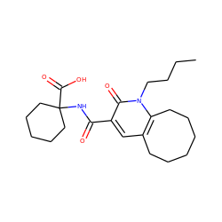 CCCCn1c2c(cc(C(=O)NC3(C(=O)O)CCCCC3)c1=O)CCCCCC2 ZINC000084596803