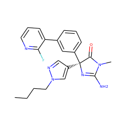 CCCCn1cc([C@@]2(c3cccc(-c4cccnc4F)c3)N=C(N)N(C)C2=O)cn1 ZINC000034803416