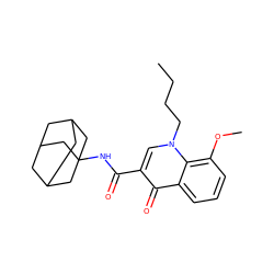 CCCCn1cc(C(=O)NC23CC4CC(CC(C4)C2)C3)c(=O)c2cccc(OC)c21 ZINC000299867543