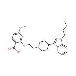 CCCCn1cc(C2CCN(CCOc3cc(OC)ccc3C(=O)O)CC2)c2ccccc21 ZINC000028361702