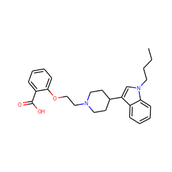 CCCCn1cc(C2CCN(CCOc3ccccc3C(=O)O)CC2)c2ccccc21 ZINC000013586260