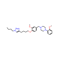 CCCCn1cc(CCCCOc2ccc(CN3CCN(c4ccccc4OC)CC3)cc2OC)nn1 ZINC000072112780