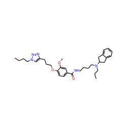 CCCCn1cc(CCCOc2ccc(C(=O)NCCCCN(CCC)C3Cc4ccccc4C3)cc2OC)nn1 ZINC000073164643