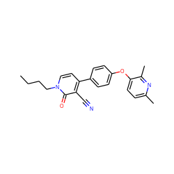 CCCCn1ccc(-c2ccc(Oc3ccc(C)nc3C)cc2)c(C#N)c1=O ZINC000084652966