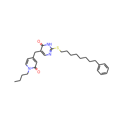 CCCCn1ccc(Cc2cnc(SCCCCCCCCc3ccccc3)[nH]c2=O)cc1=O ZINC000027317060