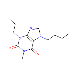 CCCCn1cnc2c1c(=O)n(C)c(=O)n2CCC ZINC000001893708