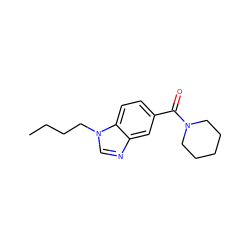 CCCCn1cnc2cc(C(=O)N3CCCCC3)ccc21 ZINC000103226076