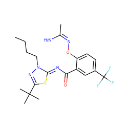 CCCCn1nc(C(C)(C)C)s/c1=N\C(=O)c1cc(C(F)(F)F)ccc1O/N=C(/C)N ZINC000113479285