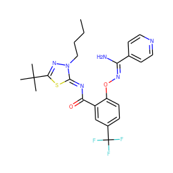 CCCCn1nc(C(C)(C)C)s/c1=N\C(=O)c1cc(C(F)(F)F)ccc1O/N=C(\N)c1ccncc1 ZINC000113478950