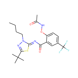 CCCCn1nc(C(C)(C)C)s/c1=N\C(=O)c1cc(C(F)(F)F)ccc1ONC(C)=O ZINC000113477620