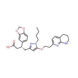 CCCCn1nc(C[C@H](CC(=O)O)c2ccc3c(c2)OCO3)cc1OCCc1ccc2c(n1)NCCC2 ZINC000003962002