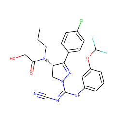 CCCN(C(=O)CO)[C@H]1CN(C(=NC#N)Nc2cccc(OC(F)F)c2)N=C1c1ccc(Cl)cc1 ZINC000653882858