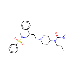 CCCN(C(=O)NC)C1CCN(CC[C@@H](CN(C)S(=O)(=O)c2ccccc2)c2ccccc2)CC1 ZINC000103196181