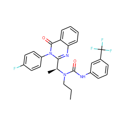 CCCN(C(=O)Nc1cccc(C(F)(F)F)c1)[C@@H](C)c1nc2ccccc2c(=O)n1-c1ccc(F)cc1 ZINC000035038894