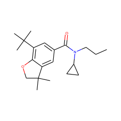 CCCN(C(=O)c1cc(C(C)(C)C)c2c(c1)C(C)(C)CO2)C1CC1 ZINC000027102337