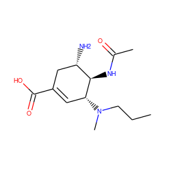 CCCN(C)[C@@H]1C=C(C(=O)O)C[C@H](N)[C@H]1NC(C)=O ZINC000014944904