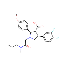 CCCN(C)C(=O)CN1C[C@H](c2ccc(F)c(F)c2)[C@@H](C(=O)O)[C@@H]1c1ccc(OC)cc1 ZINC000013760917