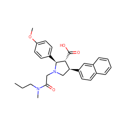 CCCN(C)C(=O)CN1C[C@H](c2ccc3ccccc3c2)[C@@H](C(=O)O)[C@@H]1c1ccc(OC)cc1 ZINC000013760905