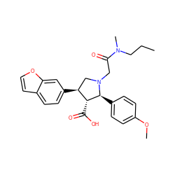 CCCN(C)C(=O)CN1C[C@H](c2ccc3ccoc3c2)[C@@H](C(=O)O)[C@@H]1c1ccc(OC)cc1 ZINC000013760911