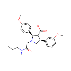 CCCN(C)C(=O)CN1C[C@H](c2cccc(OC)c2)[C@@H](C(=O)O)[C@@H]1c1ccc(OC)cc1 ZINC000013760914