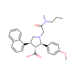 CCCN(C)C(=O)CN1C[C@H](c2cccc3ccccc23)[C@@H](C(=O)O)[C@@H]1c1ccc(OC)cc1 ZINC000013760904