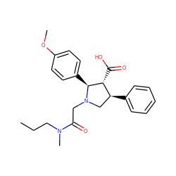 CCCN(C)C(=O)CN1C[C@H](c2ccccc2)[C@@H](C(=O)O)[C@@H]1c1ccc(OC)cc1 ZINC000013760906