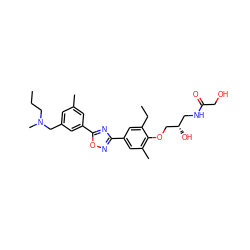 CCCN(C)Cc1cc(C)cc(-c2nc(-c3cc(C)c(OC[C@@H](O)CNC(=O)CO)c(CC)c3)no2)c1 ZINC000115395764