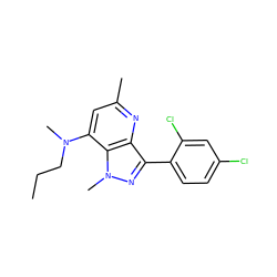 CCCN(C)c1cc(C)nc2c(-c3ccc(Cl)cc3Cl)nn(C)c12 ZINC000013553414